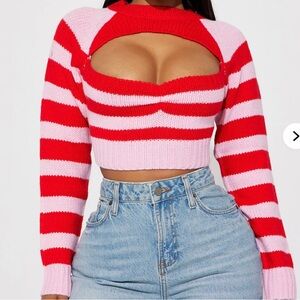 Striped Red and Pink Women's Crop Top